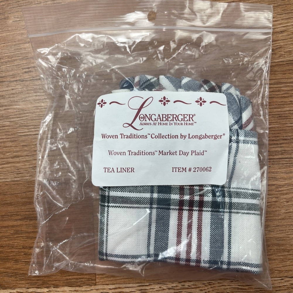 Longaberger Fabric Liner for Tea‎ Basket in Market Day Plaid 270062 NEW